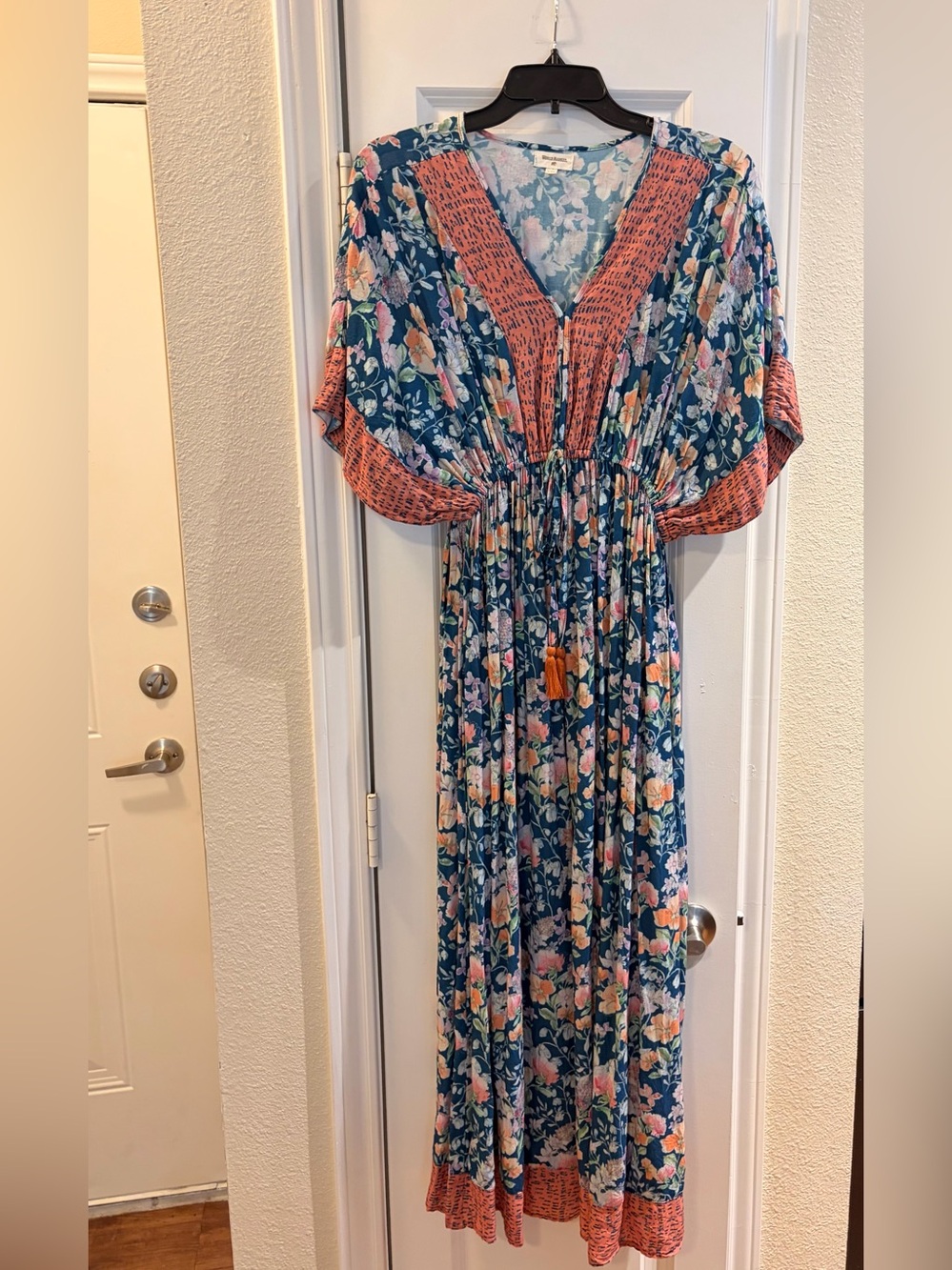 World Market Teal Floral Boho Maxi Dress with a Beautiful Romantic Print - Picture 1 of 8